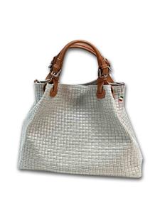 Кожаная сумка через плечо Florence серая, коричневая примерно 31 см Florence