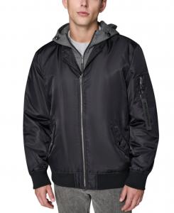 Мужская вышитая фирменная куртка-бомбер с капюшоном KARL LAGERFELD PARIS, Black