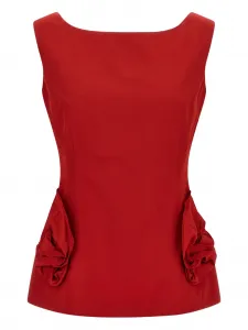 Топ с квадратным вырезом, украшенный розами Magda Butrym, красный