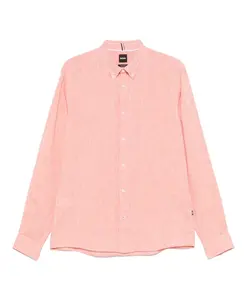 Льняная рубашка с планкой на пуговицах, стандартный крой. Hugo, оранжевый