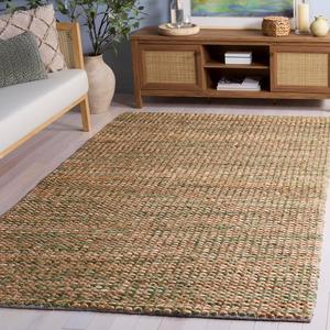 Ковер SAFAVIEH, 153 x 244 см, - коллекция Natural Fiber Couture - Natural & Green, ручная работа из джута, идеально для гостиной, спальни, столовой (NFC111Y)