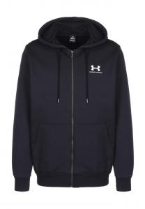 Толстовка "essential fleece full zip" с капюшоном с карманом-кенгуру Under Armour, черный