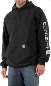 Толстовка Carhartt Men's Flame Resistant Force Loose Fit Midweight с логотипом на рукаве, Black Heather