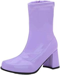 Женские ботильоны на квадратном каблуке с искусственной кожей, с круглым носком и молнией, для вечеринок и клубов Generic, 102
