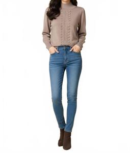 Вязаный свитер с воротником-стойкой цвета хаки/серый Kathie K, хаки/серый