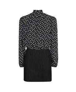 Мини-Платье в горошек с V-образным вырезом Msgm, черный