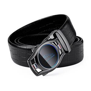 JAGUAR Мужской кожаный ремень из коровьей кожи черный шириной 3.55 см, Black