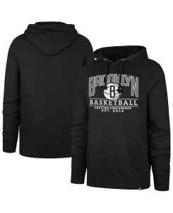 Мужская и женская черная толстовка с капюшоном Brooklyn Nets Good Call Headline Pullover Hoodie '47 Brand