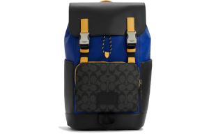 COACH Рюкзак Track Canvas с кожаной спинкой, большой, мужской, черный и синий