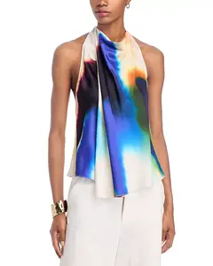 Топ с воротником-стойкой и принтом от Ada A.L.C., мультиколор