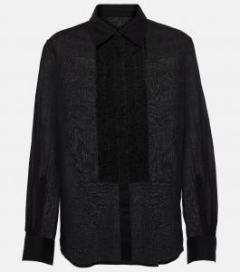 Натаэль рубашка из хлопка с рюшами Nili Lotan, черный