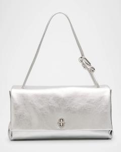 Большая сумка через плечо из металлизированной кожи с двойным плечом Marc Jacobs, серебряный