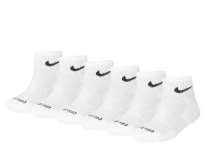 Носки Nike Cushioned Kids' Quarter Ankle Socks - 6 Pack, белый
