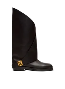 Кожаные ботинки Twist без каблука Balmain, черный