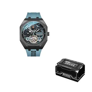 Dickies Часы Sun Moon And Stars Wrist Watch Mechanical Movement Silicone Strap Purple Watch Dial Men's Watch Packaging, 230M60LYXCL-485P2-12JX