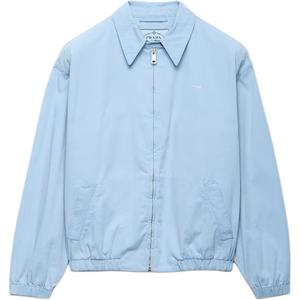PRADA Куртка с эластичными манжетами и вышитым логотипом, Xingji Blue