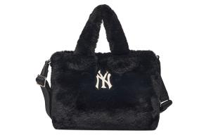 Синтетическая кожаная полиэстеровая сумка-шоппер через плечо с наплечным ремнем повседневная женская черная MLB