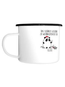 Кружка XL Enamel Panda, рождественский подарок с..., белого цвета Mr. & Mrs. Panda