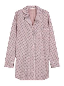 Marc O'Polo Хлопковая спальная рубашка Mix N Match с принтом темно-сиреневого цвета