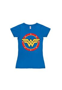 Новая футболка для девочек DC — Wonder Woman — круг с логотипом LOGOSHIRT, цвет Azure Blue