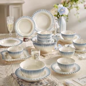 Ink color Набор высококачественных мисок и тарелок в корейском стиле, керамическая посуда для дома, подарочная коробка на новоселье, набор Luolan из 36 предметов, экономичный набор Luolan Gradient из 70 предметов в подарочной коробке