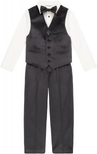 Костюм для мальчиков Calvin Klein из 4 предметов: жилет, брюки, рубашка с воротником и галстук, Tech Ebony