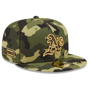 Мужская камуфляжная кепка New Era Oakland Athletics ко Дню вооруженных сил 2022, полевая 59FIFTY, облегающая кепка