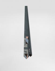Галстук из твила с винтажным принтом Dolce & Gabbana, серый