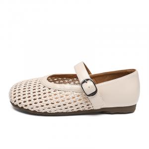Туфли Мэри Джейн на плоской подошве женские ZHR, Beige