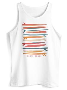 Neverless Футболка 'Surf Boards South' в белом цвете