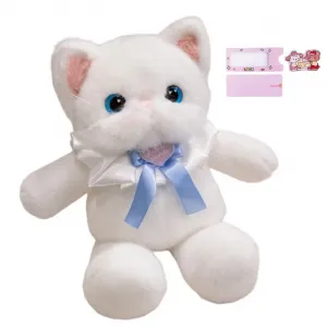 Мягкая игрушка кот молочный зов теплый слюнявчик милый кот кукла плюшевая кукла высота 46см AOLETU, белый