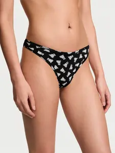 Хлопковые трусики-стринги с высоким вырезом Pink, черный