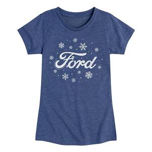 Футболка с коротким рукавом для девочек с логотипом ford и снежинками Licensed Character, Heather Navy