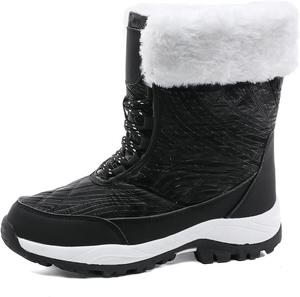 Женские зимние ботинки, снегоступы, утепленные мехом, водонепроницаемые для активного отдыха на улице с противоскользящей подошвой, теплые уютные ботинки для холодной погоды и путешествий Qacksv, Black