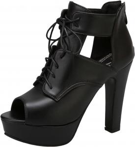 Generic Женские ботильоны на высоком каблуке с платформой, с открытым носком, сандалии, женские кружевные ботинки на шнуровке до щиколотки, модные женские дышащие гладиаторские ботильоны, свадебная и вечерняя обувь, удобные короткие ботинки на каблуке