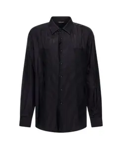 Рубашка с монограммой и логотипом, классический воротник. Roberto Cavalli, черный