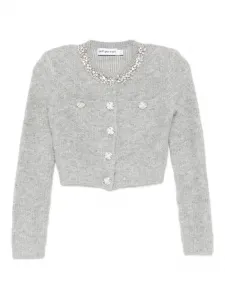 Кардиган, украшенный кристаллами Self-Portrait, серый