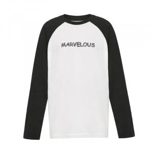 Свободная женская футболка Deep Breath с длинными рукавами и круглым вырезом, черно-белый