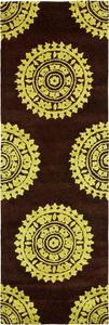 Ковер-дорожка SAFAVIEH, 77 x 244 см, Soho Collection Brown / Green SOH732B ручной работы из премиальной шерсти и вискозы