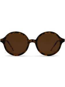 Thom Browne солнцезащитные очки в круглой оправе черепаховой расцветки, коричневый