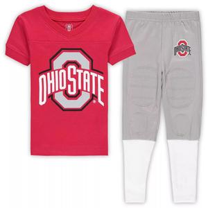 Футбольный пижамный комплект Wes & Willy Scarlet Ohio State Buckeyes для дошкольников Unbranded