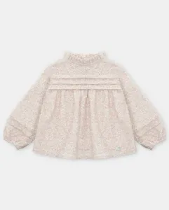 Детская рубашка с мелким цветочным принтом и сборчатым воротником розового цвета Martín Aranda, розовый