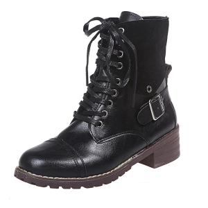Женские ботинки HINDOLA Chelsea Combat с модной боковой молнией, пряжкой, в стиле рыцаря, повседневные с платформой и устойчивым каблуком, 8.5 Black