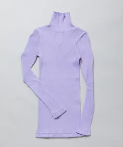 Хлопковый трикотажный пуловер с высоким воротником в рубчик