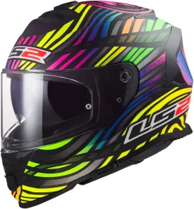 Мотоциклетный шлем LS2, STORM II POWER, полнолицевой, матово-черный с радужными элементами, размер S, Matt black rainbow