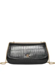 Сумка на плечо с тиснением под крокодила Calvin Klein, черный
