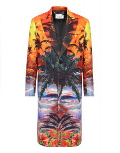 Шерстяное пальто длинное Гавайи Philipp Plein, мультиколор