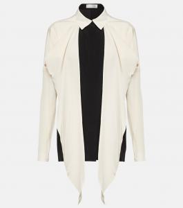 Блузка из шелкового крепдешина с бантом Victoria Beckham, мультиколор