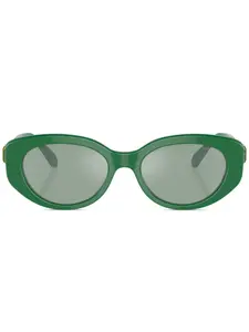 Солнцезащитные очки в круглой оправе с кристаллами Swarovski, зеленый