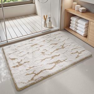 Dajiang Ковер 61x110 см для ванной комнаты, впитывающий, утолщенный, цвет белый иней/снежная тень - хаки, для дома